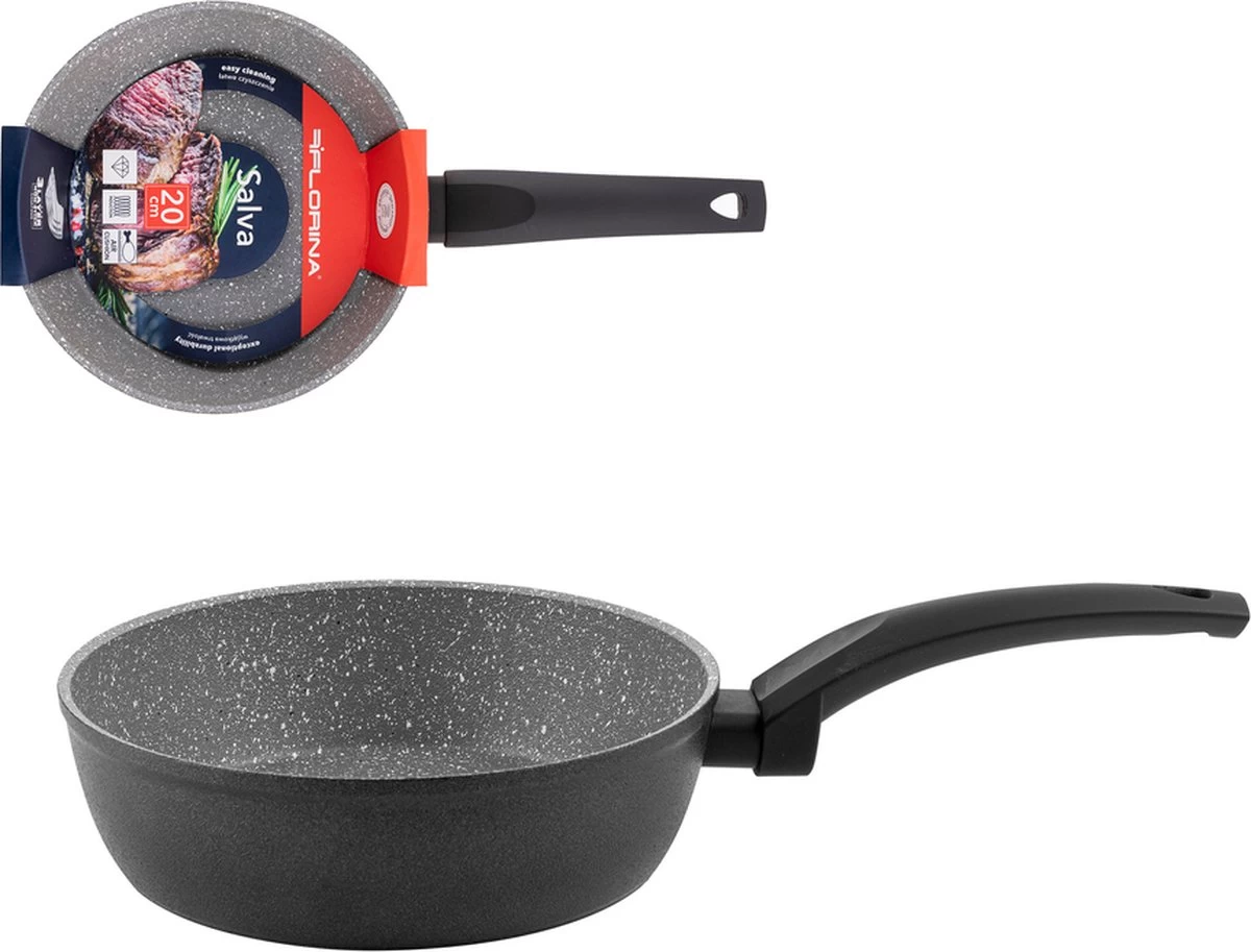 Poêle à Frire Florina Salva Avec Rebord Haut Et Revêtement Antiadhésif 3 Couches 20 X 6 Cm Noir / Gris - Technologie Coussin D'air - Poignée Froide Au Toucher Soft 1 Poêle à Frire Florina Salva Avec Rebord Haut Et Revêtement Antiadhésif 3 Couches 20 X 6 Cm Noir / Gris - Technologie Coussin D'air - Poignée Froide Au Toucher Soft
