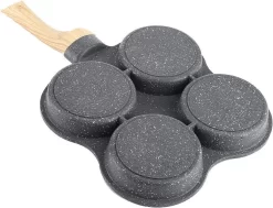 Pan à Frire En Aluminium, Revêtement Antiadhésif Pour Poêle à Omelette Avec Poêle à Crêpes à œufs à 4 Trous Pour Cuisinière à Gaz à Induction 14,6 X 7,7 X 1 Po