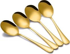 Set De 4 Petites Cuillères De Service - Cuillère à Légumes - Cuillère à Pommes De Terre - Cuillère De Service - 22cm - Acier Inoxydable - Goud