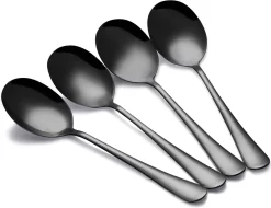 Set De 4 Petites Cuillères De Service - Cuillère à Légumes - Cuillère à Pomme De Terre - Cuillère De Service - 22cm - Inox - Zwart