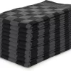 Set De Essuies De Vaisselle Blok Zwart - 65x65 - Set De 10 - Carreaux - Bloc Serviettes - 100% Coton - Essuies De Vaisselle Horeca