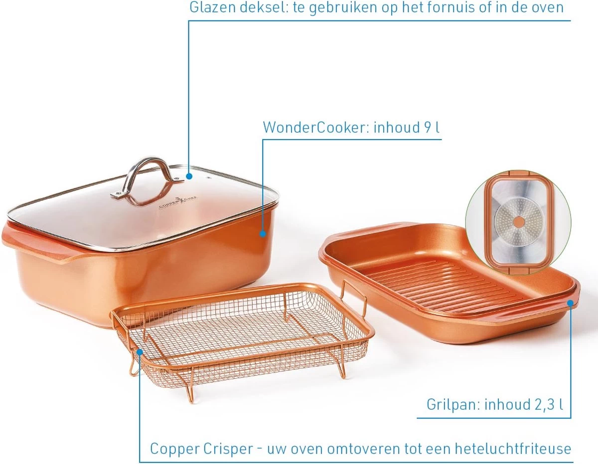Livington Copperline WonderCooker - Ensemble De Cuisine 14 En 1 - Casserole, Poêle à Griller, Mijoteuse Et Plus - Ensemble De Cuisine Pour Tous Les Types De Cuisinières, Y Compris L'induction 9 Livington Copperline WonderCooker - Ensemble De Cuisine 14 En 1 - Casserole, Poêle à Griller, Mijoteuse Et Plus - Ensemble De Cuisine Pour Tous Les Types De Cuisinières, Y Compris L'induction – Image 9