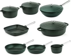 Westinghouse Performance Series - Ensemble De Casseroles 13 Pièces - Vert - 8 Casseroles - Ensemble Complet De Casseroles