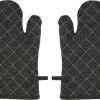 Excellent Houseware Gants De Four De Cuisine / Gants De Cuisine - 2 Pièces - Anthracite - Coton - 17 X 32 Cm