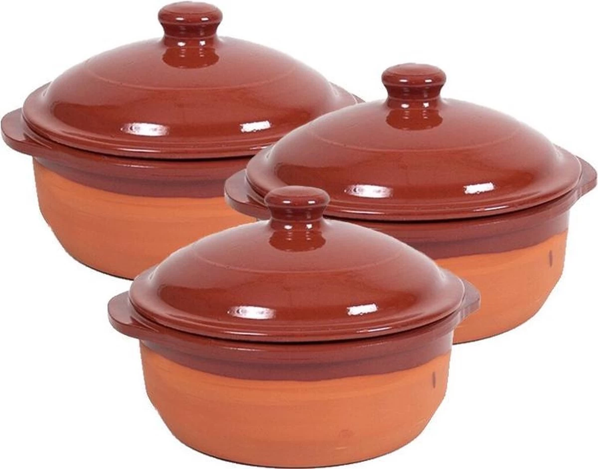 8x Plats à Four En Pierre Avec Couvercle Brun 20 Cm - Plats à Four / Poêles En Terre Cuite - Casseroles Pour 1 Personne 2 8x Plats à Four En Pierre Avec Couvercle Brun 20 Cm - Plats à Four / Poêles En Terre Cuite - Casseroles Pour 1 Personne – Image 2