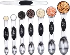 8 Pièces Cuillère à Café De Mesure Magnétique Cuillère à Soupe Pour Ingrédients Secs Et Liquides Cuillère à Mesurer à Double Tête En Acier Inoxydable -Fournitures De Cuisine Boutique 1200x943 1