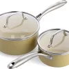 Ensemble De Poêles GreenLife Artizan Avec Revêtement Antiadhésif 14 Cm Et 18 Cm, Sans PFAS, Jaune