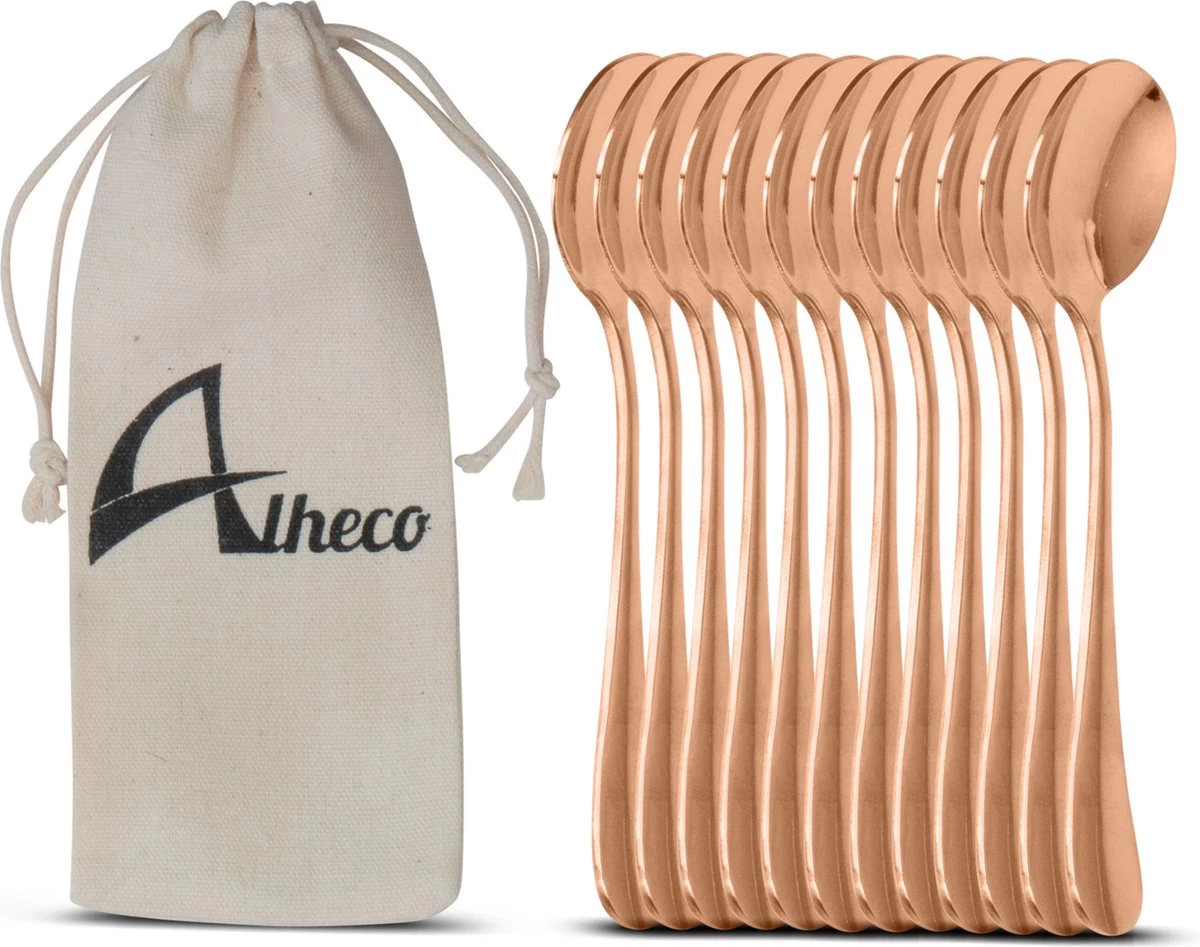 Set De 12 Cuillères à Café Rondes - 12,7cm - Acier Inoxydable - Cuillères à Café à Café - Petites Cuillères à Café & Thé - Or Rose 2 Set De 12 Cuillères à Café Rondes - 12,7cm - Acier Inoxydable - Cuillères à Café à Café - Petites Cuillères à Café & Thé - Or Rose – Image 2