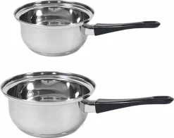 Set De 2x Casseroles / Casseroles En Inox London 18 Et 14 Cm - Casseroles De Cuisson 3 Litres Et 1,5 Litres