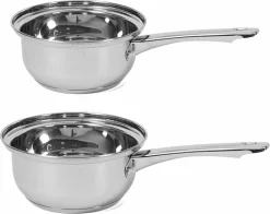 Set De 2x Casseroles / Casseroles En Inox London 16 Et 14 Cm - Casseroles De Cuisson 2 Litres Et 1,5 Litres