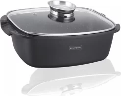Royalty Line Cocotte - 6 Litres - Cocotte - 32 Cm - Cocotte Induction Pour Tous Feux - Sans Four - Avec Bouton Arôme Et Couvercle En Verres - Zwart