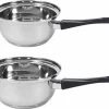 Set De 2x Casseroles / Casseroles En Inox London 16 Et 18 Cm - Casseroles De Cuisson 2 Litres Et 3 Litres