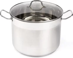 Marmite à Soupe En Acier Inoxydable Florina Gastro Grande 30 X 25,5 Cm - 15,5 Litres - Convient à Toutes Les Sources De Chaleur, Y Compris L'induction - Matériaux De Haute Qualité - Couvercle En Verre Inclus