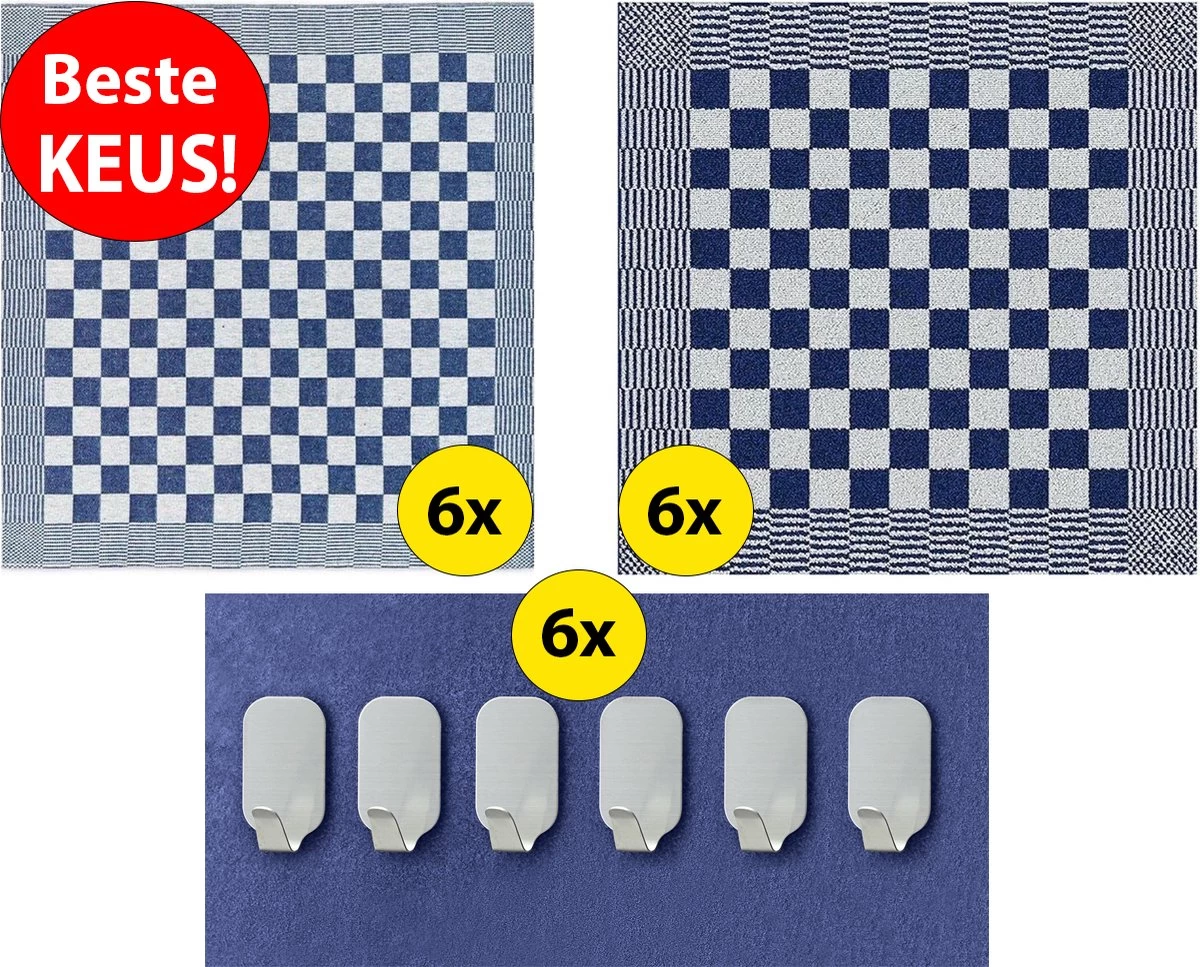 Lot De 6 Essuies De Vaisselle - Blauw - Essuie-tout - Chiffons Blocs - Essuies De Vaisselle De Restauration - Séchage Rapide - Longue Durée De Vie - 100% Katoen - 65x65cm 6 Lot De 6 Essuies De Vaisselle - Blauw - Essuie-tout - Chiffons Blocs - Essuies De Vaisselle De Restauration - Séchage Rapide - Longue Durée De Vie - 100% Katoen - 65x65cm – Image 6