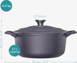 Cocotte En Fonte Navaris Avec Couvercle - Faitout - Poêle émaillée - Convient Pour La Cuisson à Induction, Gaz Et Vitrocéramique - Violet Mat 10 Cocotte En Fonte Navaris Avec Couvercle - Faitout - Poêle émaillée - Convient Pour La Cuisson à Induction, Gaz Et Vitrocéramique - Violet Mat -Fournitures De Cuisine Boutique 1200x986 3