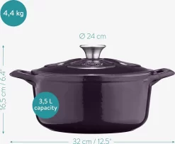 Cocotte En Fonte Navaris Avec Couvercle - Navaris émaillée - Convient à La Cuisson Induction, Gaz Et Céramique - Violet -Fournitures De Cuisine Boutique 1200x987 6