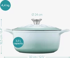 Cocotte En Fonte Navaris Avec Couvercle - Cocotte - Convient Pour La Cuisson à Induction, Gaz Et Vitrocéramique - Passe Au Four Jusqu'à 260 °C - Vert Menthe -Fournitures De Cuisine Boutique 1200x988 3