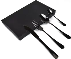 Set De Couverts Dymund 1 Personne - (4 Pièces) Couverts - Cuillère, Couteau, Fourchette Et Cuillère - Acier Inoxydable - Zwart -Fournitures De Cuisine Boutique 1200x990