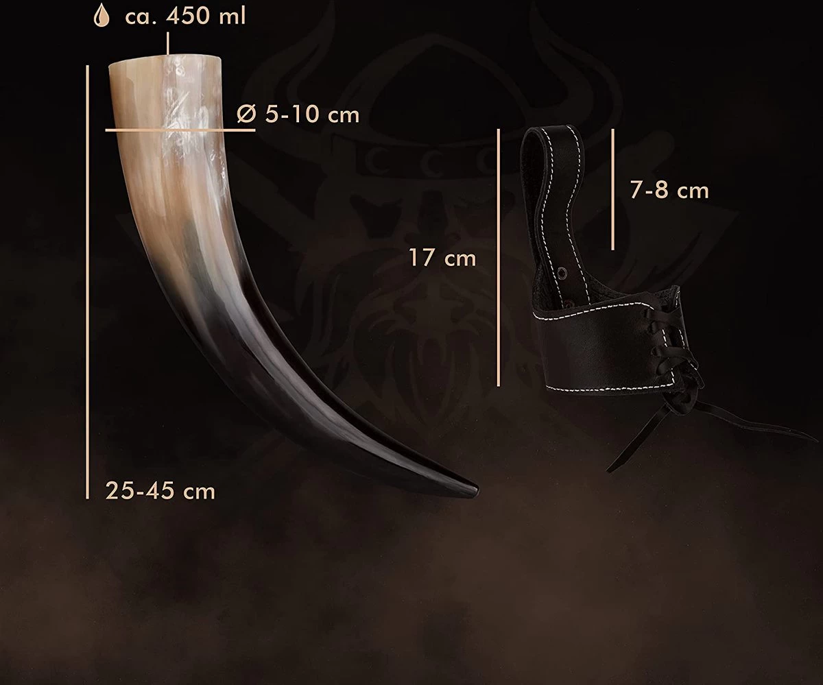 Corne à Boire Viking Environ 450 Ml - Ensemble De 3 Cornes Authentiques Pour Vikings Avec Vin De Miel Avec Support De Ceinture - Décoration Methorn Viking, Chope De Bière Médiévale LARP, Miel Avec 4 Corne à Boire Viking Environ 450 Ml - Ensemble De 3 Cornes Authentiques Pour Vikings Avec Vin De Miel Avec Support De Ceinture - Décoration Methorn Viking, Chope De Bière Médiévale LARP, Miel Avec – Image 4