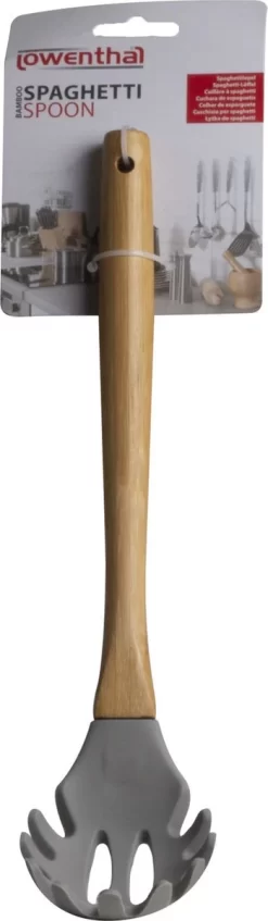Cuillère De Service à Spaghetti En Siliconen Avec Manche En Bois 34 Cm - Cuillères à Cuillères à Pâtes/ Cuillères à Spaghetti - Spaghetti De Service - Ustensiles De Cuisine