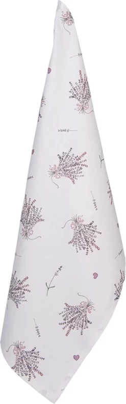 Clayre & Eef Torchon 50*70 Cm Violet, Wit Katoen Rectangle Lavande Torchon Torchon Torchon Vaisselle