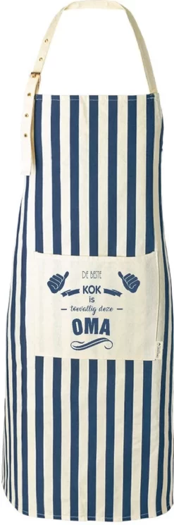 Mijncadeautje - Tablier Cadeau - Tablier Texte - Tablier De Cuisine - 100% Coton Bio - Rayé Bleu - 90 X 68 Cm - Le Meilleur Cuisinier Se Trouve être Cette Grand-mère -Fournitures De Cuisine Boutique 398x1200 2