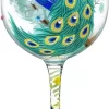 Nymphfable Peint à La Main Verre à Vin Coloré Paon Artisanat Peint Verres à Verres à Vin 15 Oz Cadeau Personnalisé Pour Meilleur Ami