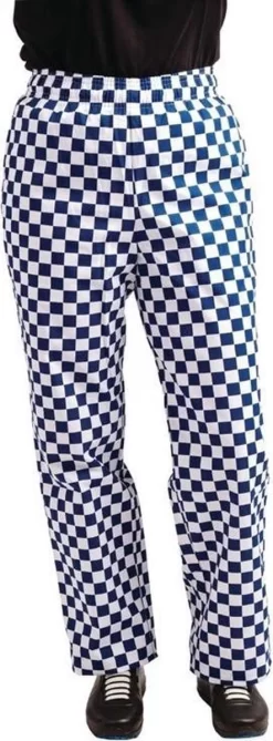 Pantalon De Chef Unisexe Easyfit Teflon De Whites - Grand Carreaux - Blauw/ Blanc - Taille XS -Fournitures De Cuisine Boutique 443x1200