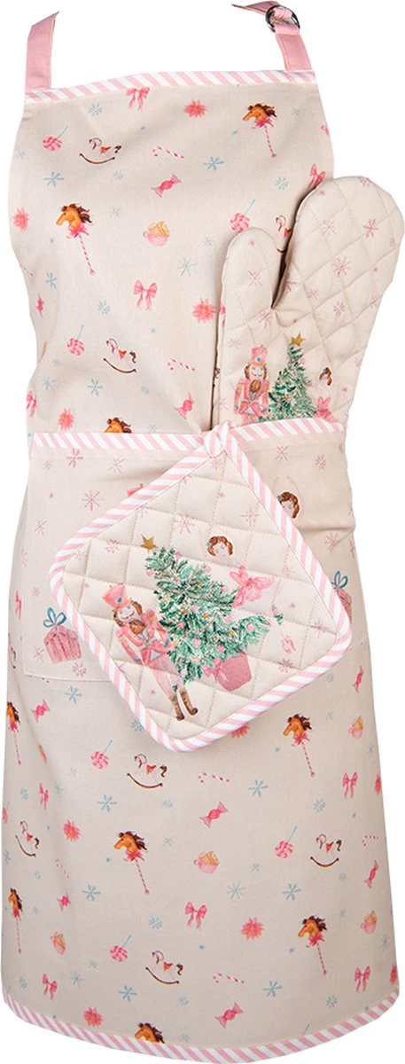 Clayre & Eef Manique 20*20 Cm Katoen Beige Rose Casse-Noisette Vidange Manique Aide à L'égouttage 3 Clayre & Eef Manique 20*20 Cm Katoen Beige Rose Casse-Noisette Vidange Manique Aide à L'égouttage – Image 3