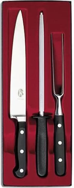 Ensemble De Sculpture En Acier Inoxydable Victorinox - Couteau à Découper - Fourchette à Viande - Acier à Aiguiser -