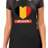 Drapeau Belge En Coeur Tablier De Cuisine / Tablier Barbecue Noir Homme Et Femme - Tablier I Love Belgium