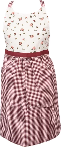 Clayre & Eef Tablier De Cuisine ROR41A 70 * 85 Cm - Rouge 100% Katoen BBQ Tablier Tablier De Cuisine