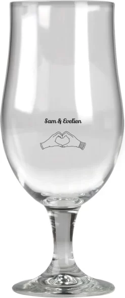 Verre à Bière Avec Naam Avec Deux Mains En Forme De Coeur - Verre à Bière Gravé - Verre à Bière Gravé - Verre à Bière Imprimé - Verre à Bière Design