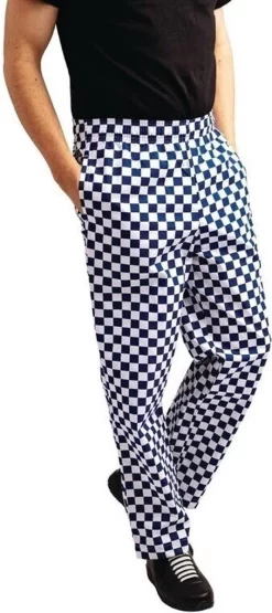 Pantalon De Cuisine Unisexe Easyfit Teflon Whites à Gros Carreaux | Blauw Et Blanc - Taille M -Fournitures De Cuisine Boutique 534x1200