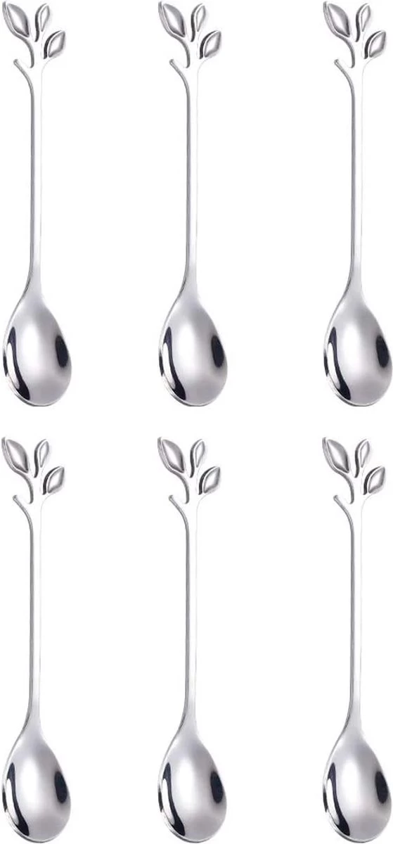12 Pièces - Set De Cuillères à Café En Acier Inoxydable - Motif Feuille - Cuillères à Dessert - Set De Cuillères à Café Design - Cuillères à Dessert - Acier - 12,5cm - Or / Argent 4 12 Pièces - Set De Cuillères à Café En Acier Inoxydable - Motif Feuille - Cuillères à Dessert - Set De Cuillères à Café Design - Cuillères à Dessert - Acier - 12,5cm - Or / Argent – Image 4