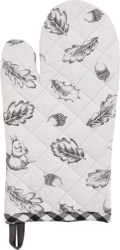 Gant De Four | 16 * 30 Cm | Gris | 100% Coton | écureuil Aux Feuilles D'automne | Clayre & Eef | LIF44
