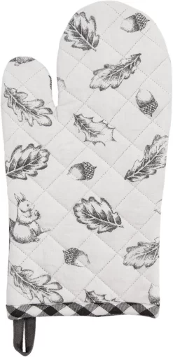 Gant De Four | 16 * 30 Cm | Gris | 100% Coton | écureuil Aux Feuilles D'automne | Clayre & Eef | LIF44 -Fournitures De Cuisine Boutique 581x1200