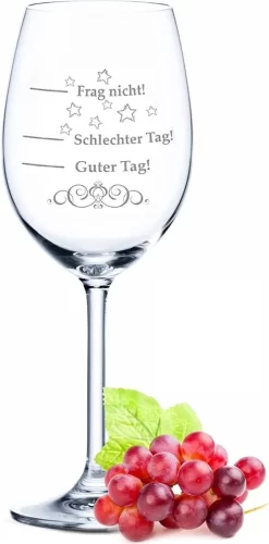 Verre à Vin Avec Gravure - Schlechter Tag, Guter Tag, Frag Nicht! - Cadeau Amusant - Cadeau D'anniversaire Original Pour Homme Et Femme - Convient Comme Verres à Vin Rouge Et Verres à Vin Blanc -Fournitures De Cuisine Boutique 593x1200