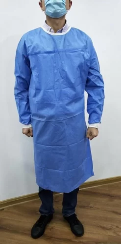 50 Pièces|TABLIER ISOLANT BLEU INOX 40 Gr | Manches Longues Jetables Avec élastique | Imperméable à L'eau | Non Tissé - Emballé Par 50 Pièces| Tablier Medisch