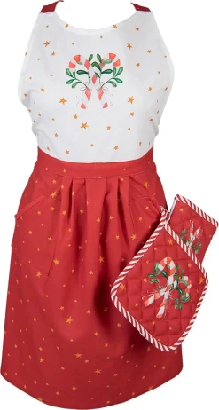 Clayre & Eef Manique 20*20 Cm Wit Rouge Katoen Carré Casse-noix Vidange Manique Aide à L'égouttage -Fournitures De Cuisine Boutique 642x1200