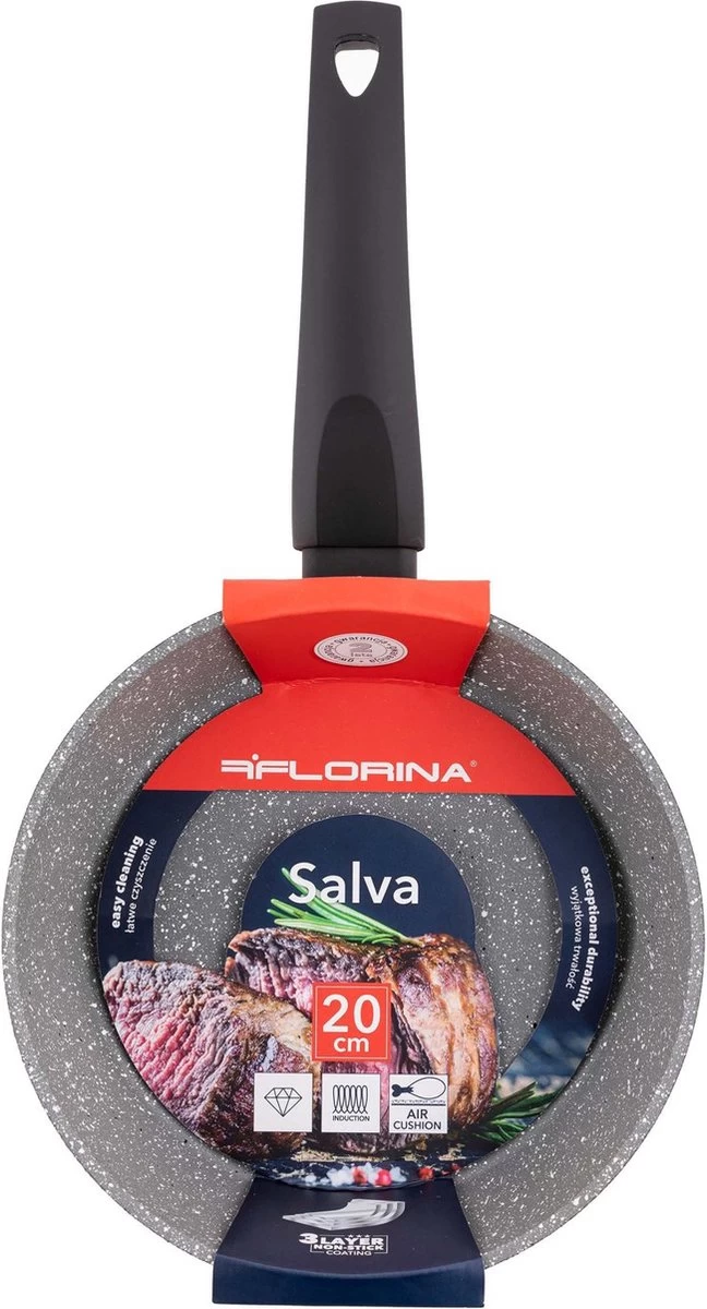 Poêle à Frire Florina Salva Avec Rebord Haut Et Revêtement Antiadhésif 3 Couches 20 X 6 Cm Noir / Gris - Technologie Coussin D'air - Poignée Froide Au Toucher Soft 5 Poêle à Frire Florina Salva Avec Rebord Haut Et Revêtement Antiadhésif 3 Couches 20 X 6 Cm Noir / Gris - Technologie Coussin D'air - Poignée Froide Au Toucher Soft – Image 5