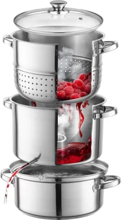 Presse-agrumes Professionnel 6 Pièces Florina / Presse-agrumes Lent Et Cuiseur Vapeur Pour La Cuisinière 8L - Presse-agrumes - Casserole à Jus - Presse-agrumes - Extracteur De Vapeur - Presse-fruits - Acier Inoxydable -Fournitures De Cuisine Boutique 659x1200