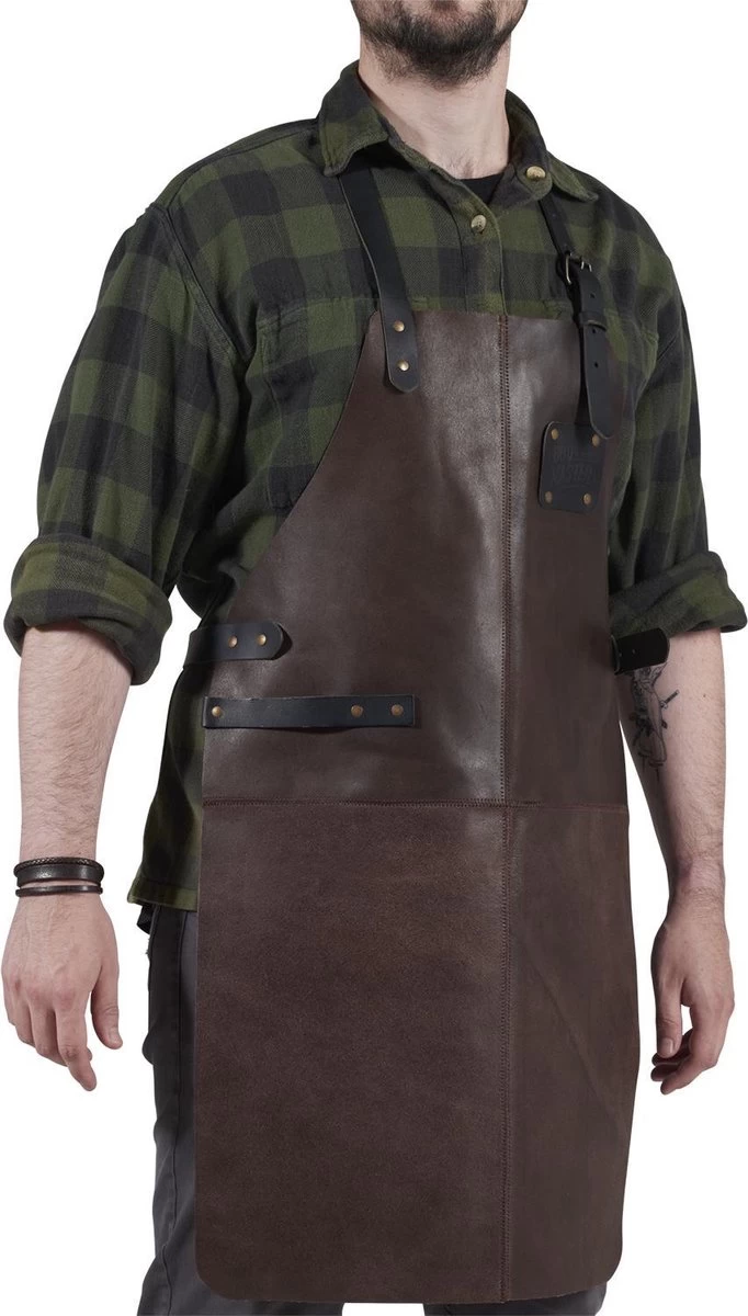 Tablier De BBQ En Cuir Wavea Cookware - Marron - 80 X 50 Cm - Tablier De Barbecue Avec Ceintures En Cuir - Incl. Logo BBQ Masters Sur La Poitrine 4 Tablier De BBQ En Cuir Wavea Cookware - Marron - 80 X 50 Cm - Tablier De Barbecue Avec Ceintures En Cuir - Incl. Logo BBQ Masters Sur La Poitrine – Image 4