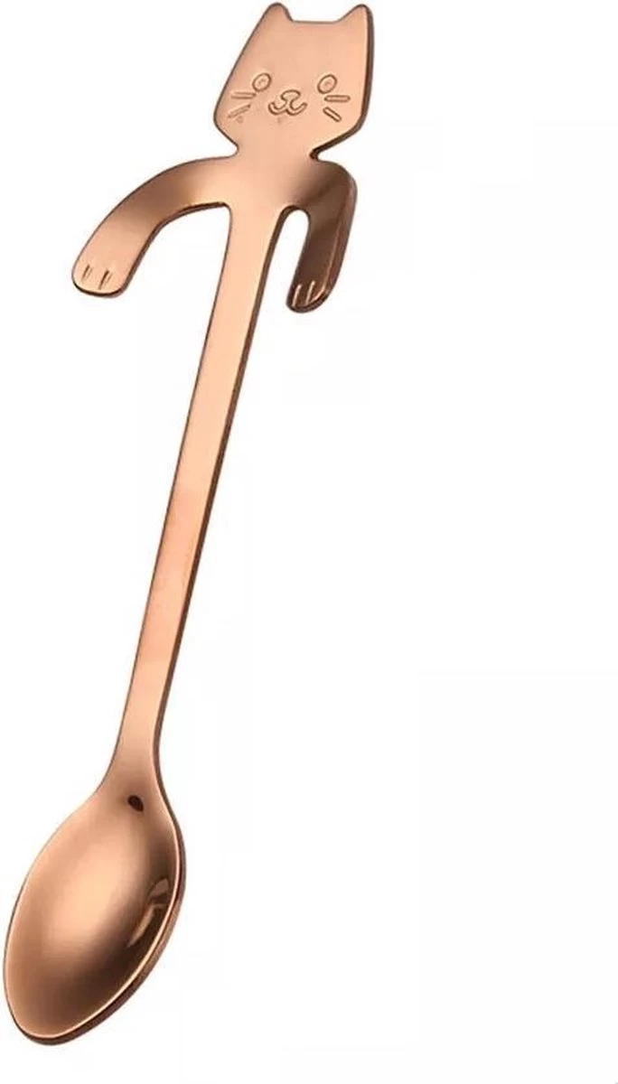 6 Cuillères à Café Hanging Cat - Café Et Thé - Cuillère à Motif De Chat - Cuillère à Café - Acier Inoxydable - Or Rose 3 6 Cuillères à Café Hanging Cat - Café Et Thé - Cuillère à Motif De Chat - Cuillère à Café - Acier Inoxydable - Or Rose – Image 3