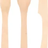 54x Pièces Couverts Jetables En Bois 18-19 Cm Bio/eco/responsable De L'environnement - Fourchettes/ Couteaux / Cuillères - Biodégradable