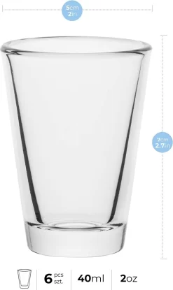 Set De Lunettes à Shot à Shot à Base Lourde | 40 Ml | Lot De 6 | Verres à Vodka Set De Glas à Shot De Tequila Verres à Alcohol | Lave-vaisselle | Collection Vigo -Fournitures De Cuisine Boutique 715x1200
