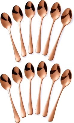 Set De 12 Cuillères à Café Ovales - Cuillères à Café - Acier Inoxydable - Cuillères à Café - Petites Cuillères à Café & Thé - Or Rose