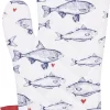 Clayre & Eef Gant De Four 18x30 Cm Wit Blauw Katoen Pêche Four Gant Cadeau Pour Elle