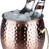 Refroidisseur De Bouteilles Moscow Mule, Volume De 5 Litres, Koelkast Souterrain, Sans Danger Pour Les Aliments, Effet Martelé, Tasse à Cocktail Rotative, Cuivre Martelé, Cuivre, Cuivre Antique, 1 Pièce