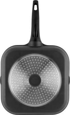 Poêle à Griller Professionnelle Florina Quatro Avec Double Revêtement Antiadhésif 28 X 28 Cm Noir - Convient à L'induction - Fonte D'aluminium - Poignée Qui Reste Froide -Fournitures De Cuisine Boutique 736x1200